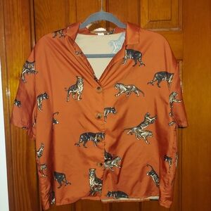 Button Down Orange Tigers- NWOT